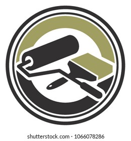 Painting Roll And Brush Service Emblem Logo Vector