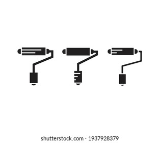 painting roller icons set vector
