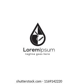 painting roller and water logo  with flat black color