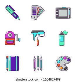 Painting the room icons set. Cartoon set of 9 painting the room vector icons for web isolated on white background