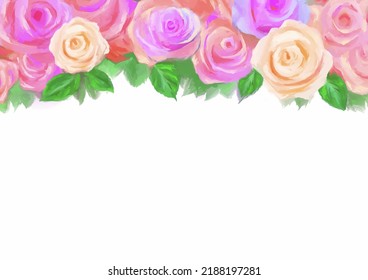 Painting of roses in oil and brush strokes with a quick vector pattern.