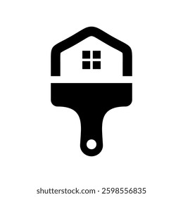 painting service logo design, brush icon, vintage, silhouette, symbol, construction, , vector, repair, paint, logo, painter, brush, service, renovation, icon, home, house, decoration