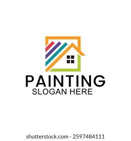 painting service logo design, repair color icon, house and building painting service vector template on white background