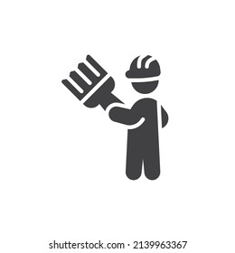 Painting service vector icon. filled flat sign for mobile concept and web design. Painter holding a paint brush glyph icon. Symbol, logo illustration. Vector graphics