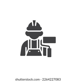 Painting service vector icon. filled flat sign for mobile concept and web design. Painter and paint roller glyph icon. Symbol, logo illustration. Vector graphics