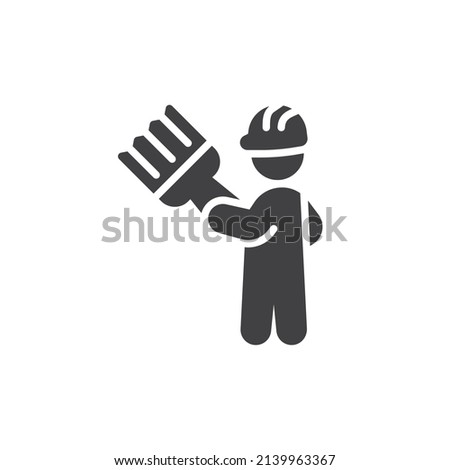 Painting service vector icon. filled flat sign for mobile concept and web design. Painter holding a paint brush glyph icon. Symbol, logo illustration. Vector graphics