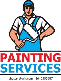 Painting services design - a professional painter holding a paint roller