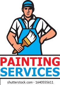 Painting services design - a professional painter holding a paint brush