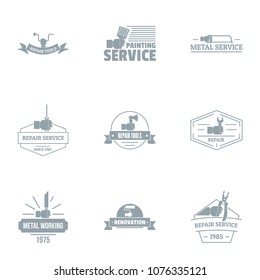 Painting services logo set. Simple set of 9 painting services vector logo for web isolated on white background