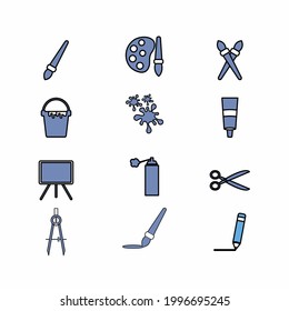 Painting Set Icon Vector Style. simple illustration. Editable stroke. Design template vector
