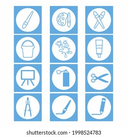Painting Set Icon Vector Style 7. simple illustration. Editable stroke. Design template vector