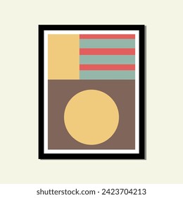 painting soft color abstract layout flag circle aesthetic poster template geometric shape framed contemporary scandinavian mid century digital A3 A4 print book home wall decoration fabric card