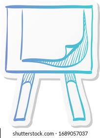 Painting stand icon in sticker color style. Drawing pad canvas