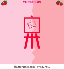 Painting Stand vector  icon. Strawberry Background.