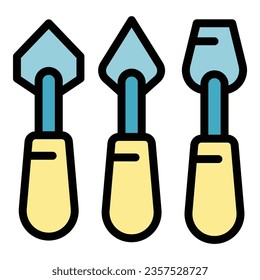 Painting studio trowel icon outline vector. Art painter. Artist shop color flat