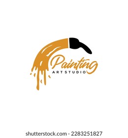 painting studio vector logo design using painting brush symbol