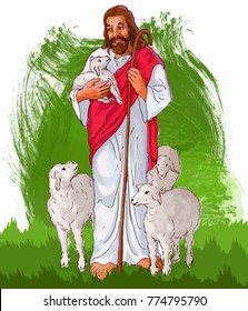 painting style illustration of Jesus Christ ( yeshu )