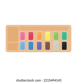 Painting supplies, color palettes, colorful tubes, watercolors, oil paints, acrylic paints.