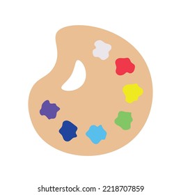 Painting supplies, color palettes, colorful tubes, watercolors, oil paints, acrylic paints.