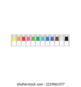 Painting Supplies, Color Palettes, Colorful Tubes, Watercolors, Oil Paints, Acrylic Paints.