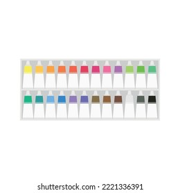 Painting Supplies, Color Palettes, Colorful Tubes, Watercolors, Oil Paints, Acrylic Paints.