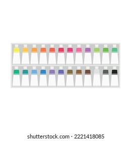 Painting Supplies, Color Palettes, Colorful Tubes, Watercolors, Oil Paints, Acrylic Paints.