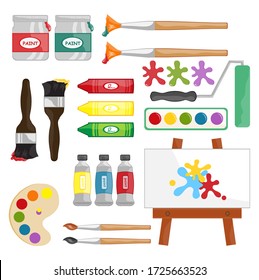 Painting supplies, digital clip art, painting and brushes, art party, personal and commercial use, vector illustration