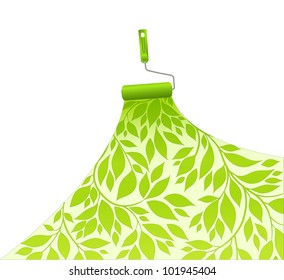 painting surface green pattern floral