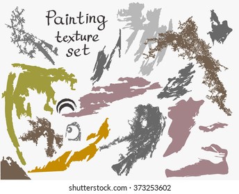 Painting textures. Set of Hand Drawn Grunge Brush Smears, vector design elements.