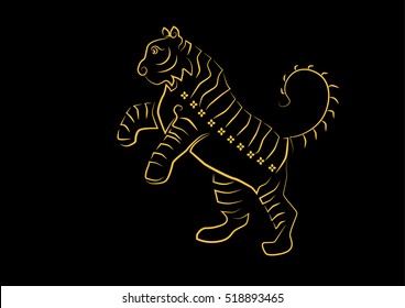 The painting tiger one of the 12 zodiac based on the belief of the people of Asia. This is the year that represents destiny and lifestyle.