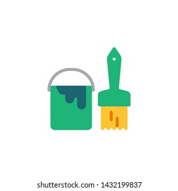 Painting tool flat icon, vector sign, Paint Brush and Bucket colorful pictogram isolated on white. Symbol, logo illustration. Flat style design
