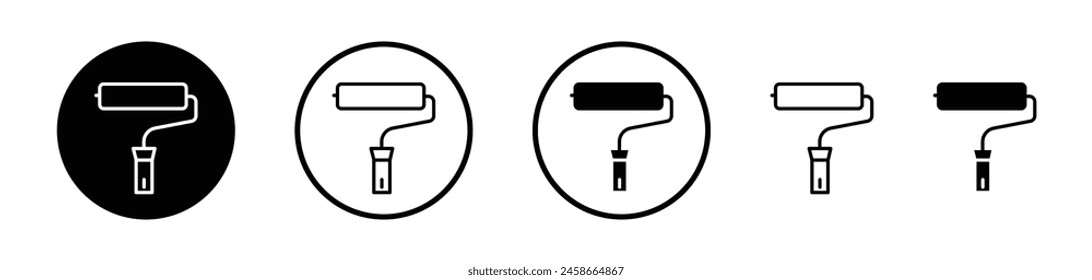 Painting Tool Icon Set. Wall painting roller vector symbol. Decorative paint roll sign.