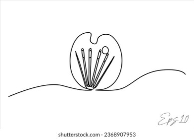  painting tools continuous line vector illustration