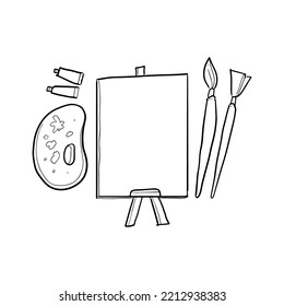painting tools doodle in white background