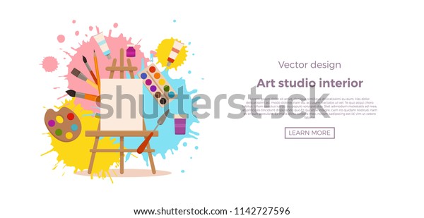 Painting Tools Elements Cartoon Colorful Vector Stock Vector (Royalty ...