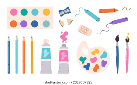 Set of watercolor paints in box with paint brush Vector Image