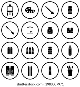 painting tools icon set vector sign symbol