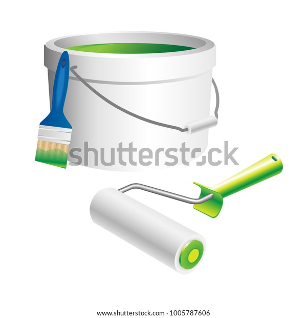 Painting Tools Interior Painting Works Roller Stock Vector