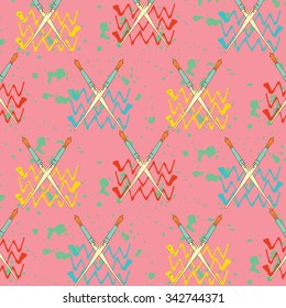 Painting tools. Paint brushes Pattern with different texture.