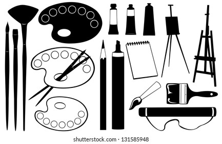 painting tools set isolated