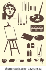 painting tools set isolated