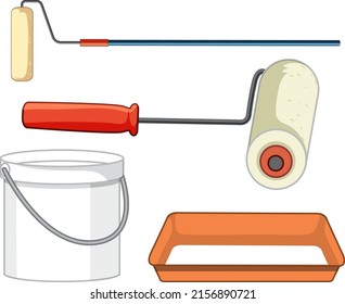 Painting tools set on white background illustration