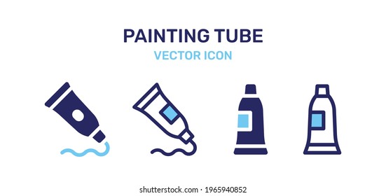 Painting tube icon set. Vector illustration
