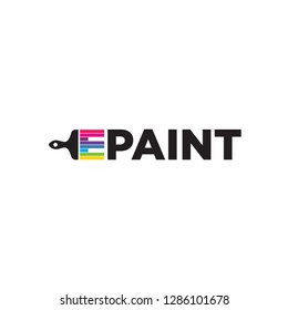 painting typography logo vector, Colorful letter E painting logo vector