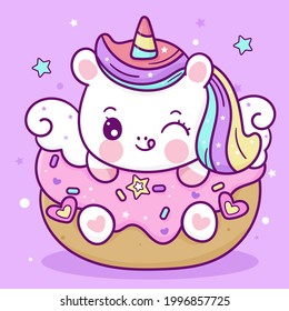 Painting Unicorn flat pegasus pony cartoon with party birthday cupcake animal habitat fairy kawaii illustration:Series fairytale baby pastel color(Girly girl) Cute vector. Fantasy Hand drawn for kids.