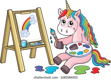 Painting unicorn theme image 2 - eps10 vector illustration.