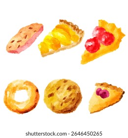 a painting of a variety of food items
