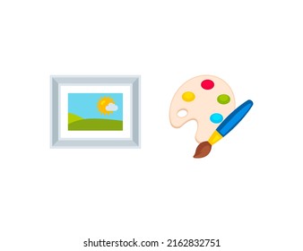 Painting Vector Emoji Set Illustrations. Art Emoticons