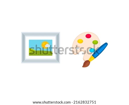 Painting Vector Emoji Set Illustrations. Art Emoticons