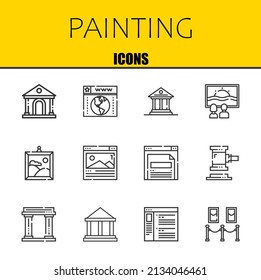 conjunto de iconos de línea vectorial de pintura. museo, navegador y museo Icons. Diseño delgado de línea. Elementos gráficos de contorno modernos, símbolos de trazo simple ilustración de fondo